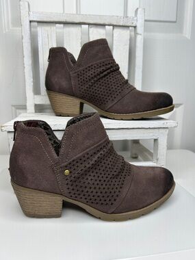 Earth Origins Chocolate Brown Perforated Ankle Booties